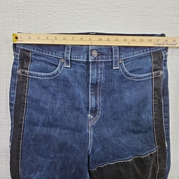 True Religion Marco Jeans Men's 34x28 Color Block Black Blue Tapered Stretch EUC - Picture 4 of 16